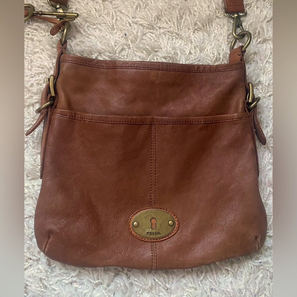 Tan Leather Fossil cross body bag